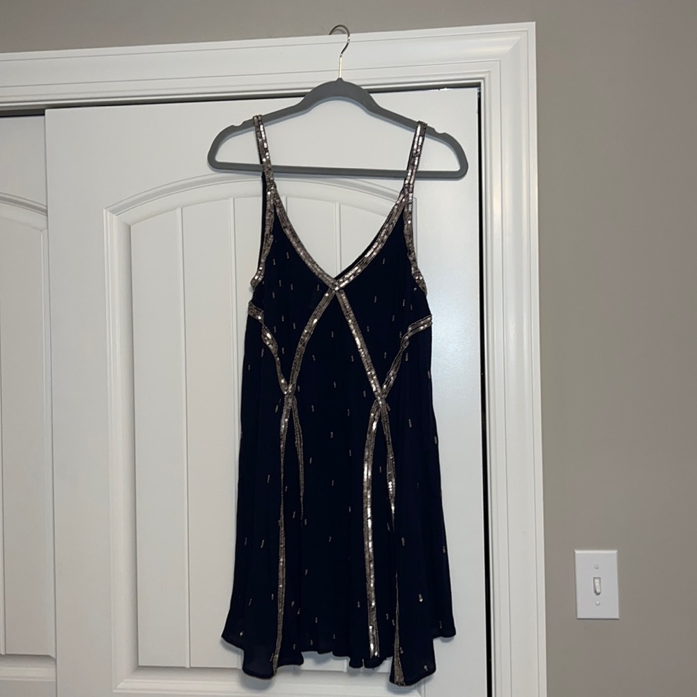 NWOT. FREE PEOPLE NAVY SLIP DRESS